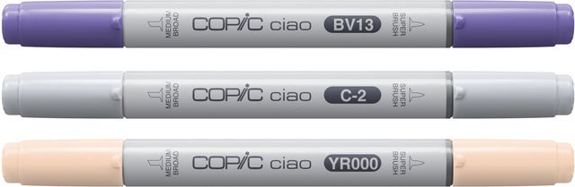 Copic Ciao Marker Set Layer & Mix Serene Palette mit 3 Brush-Stiften in Hydrangea Blue, Cool Gray und Silk - Bild 1