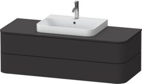 Duravit Waschtischunterschrank Happy D.2 Plus in Graphit Matt für Aufsatzbecken mit 2 Schubladen, Breite: 130 cm, Tiefe: 55 cm, Höhe: 40,8 cm - Bild 1