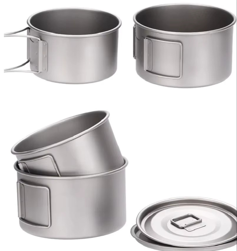 Xbees Camping Titan Kochtopf und Mehrzweckschüssel in Silber mit abnehmbarem Griff, 450 ml - Bild 5