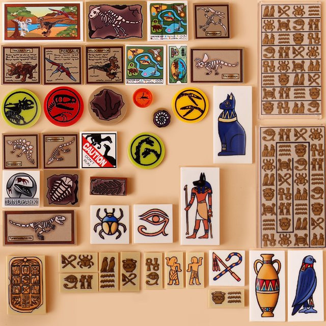 BRICKPANDA MOC Jurassic Dinosaurier Ägypten Wandbild, Bausteine, Bunt / Mehrfarbig - Bild 1