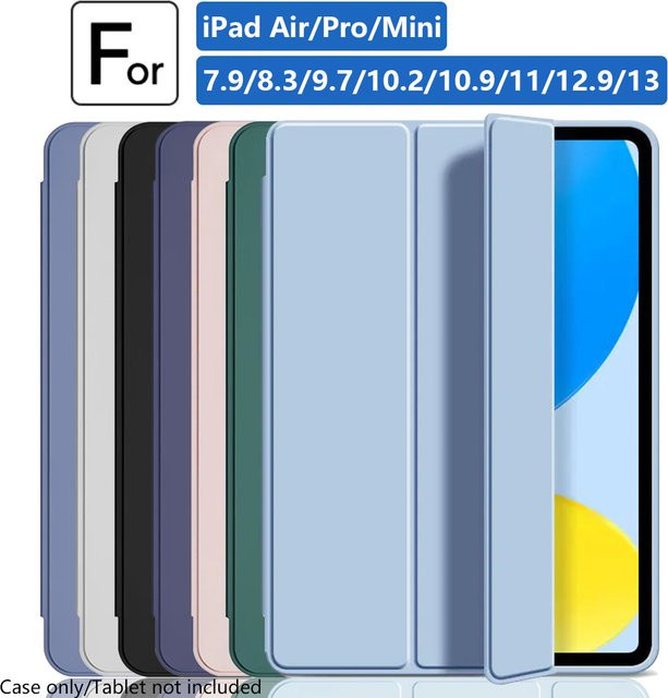 PHYLYN Schutzhülle für iPad in Blau mit Auto-Wach- und Schlaffunktion, schlanke dreifach faltbare Hülle mit Standfunktion, passend für iPad Pro 12.9, iPad Air 4-7, iPad 10. und 11. Generation, iPad 5.-9. Generation sowie iPad Mini 1-7 - Bild 1