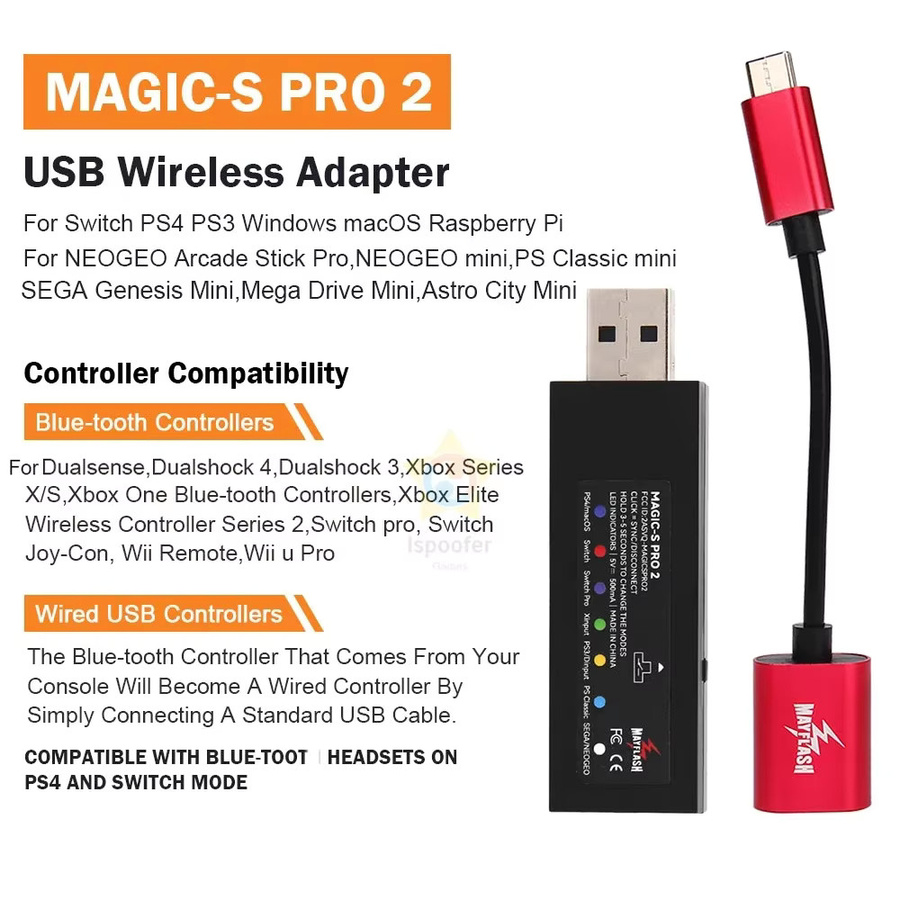 Mayflash Magic S Pro 2 USB Wireless Controller Adapter für Nintendo Switch und Xbox Series X/S, Schwarz - Bild 4