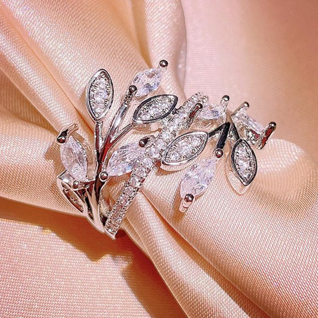 Huitan Ring, Blattzweig Design, Zirkonia, Damen - Bild 1