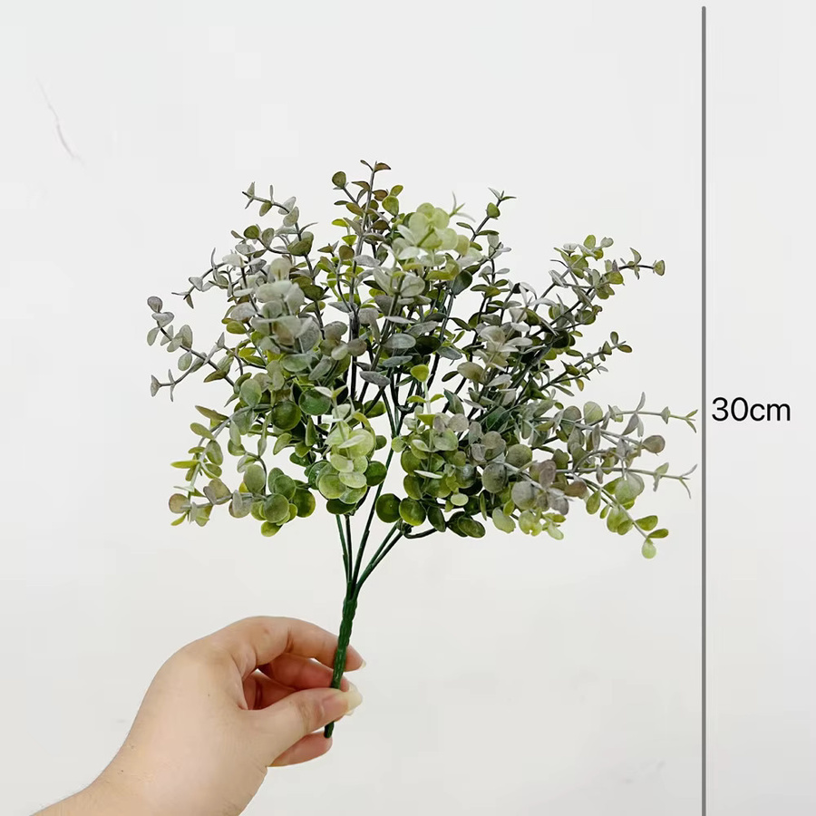 YO CHO Künstlicher Eukalyptus Blumenstrauß aus Kunststoff in Grün und Lila, 5-Zweig Dekoration für Hochzeit, Zuhause und DIY-Projekte - Bild 2