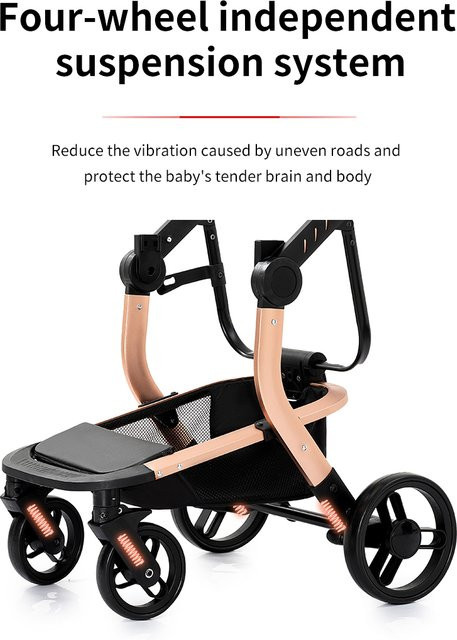 Oubeauou 3-in-1 Reisekinderwagen mit Wickeltasche für Neugeborene und Kleinkinder in Blau oder Schwarz - Bild 1