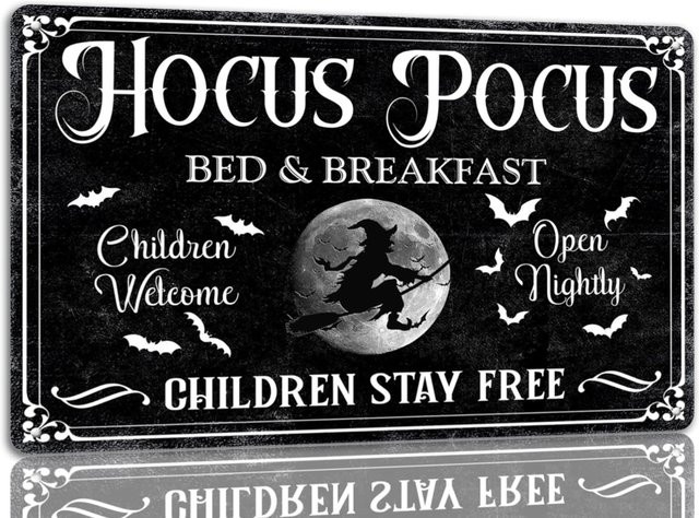 Ewxibnc Bed And Breakfast Blechschild Halloween Vintage-Deko aus Metall in Schwarz, Breite: 20,0 cm, Höhe: 14,0 cm - Bild 1