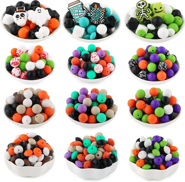 kovict Silikon Fokal Perlen Set, Halloween, Bunt, Unisex - Bild 1