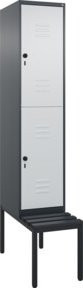 C+P Doppelstock-Spind Classic PLUS Sitzbank mit 1 Abteil und Sicherheits-Drehriegel, Kunststoff-Sitzfläche, B/T/H: 212,0 x 40,0 x 81,5 cm, anthrazitgrau/lichtgrau/schwarzgrau - Bild 1