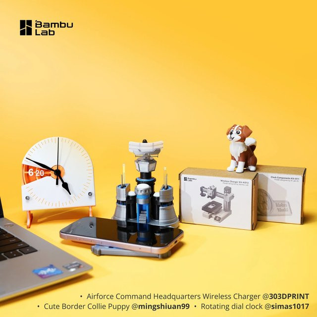 BambuLab Clock und Wireless Charger Bundle mit BambooLab Clock Components Kit 011 und Wi-Fi-Funktion - Bild 1