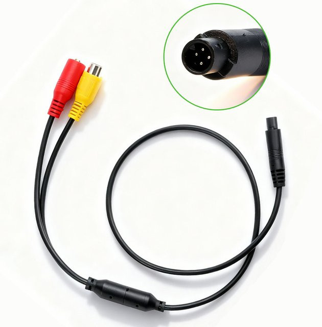 QXNY 4-Pin auf RCA-Buchse Adapterkabel 12V für Auto-Rückfahrkameras zur Übertragung von CVBS-Videosignal und Stromversorgung - Bild 1