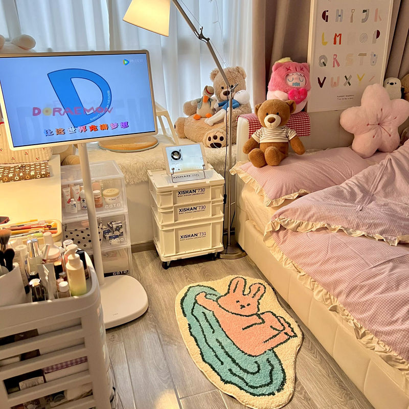 VIKAMA Bodenmatte mit niedlichem Kaninchen-Motiv in Multicolour für Wohnzimmer, Flur oder Schlafzimmer - Bild 3