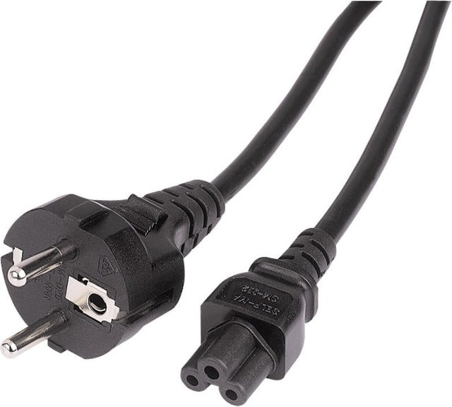 Hama Netzkabel mit Schutzkontakt-Stecker und 3-poliger Kleeblatt-Kupplung, Schwarz, Länge: 2,50 m - Bild 1