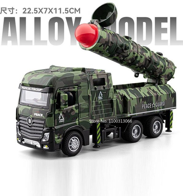 Linyi toy car Interkontinentalraketenfahrzeuge, Spielzeugautos, 1:32, Metall, Druckguss, Rückziehfunktion, ab 14 Jahre - Bild 1