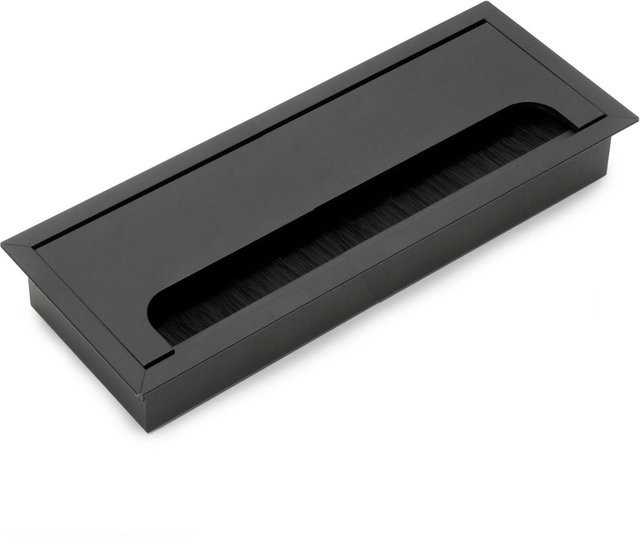 Emuca Quadrum Kabeldurchführungstülle Rechteckig Aluminium Schwarz Metallic B/T: 26,9 x 8,0 cm - Bild 1