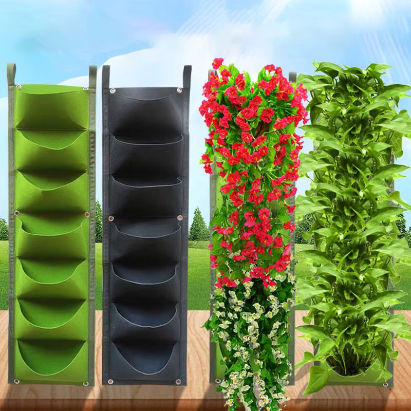 Vertikale Pflanztaschen aus Filz für den Garten und Außenbereich, Grün, B/H: 30,0 x 14,0 cm - Bild 3