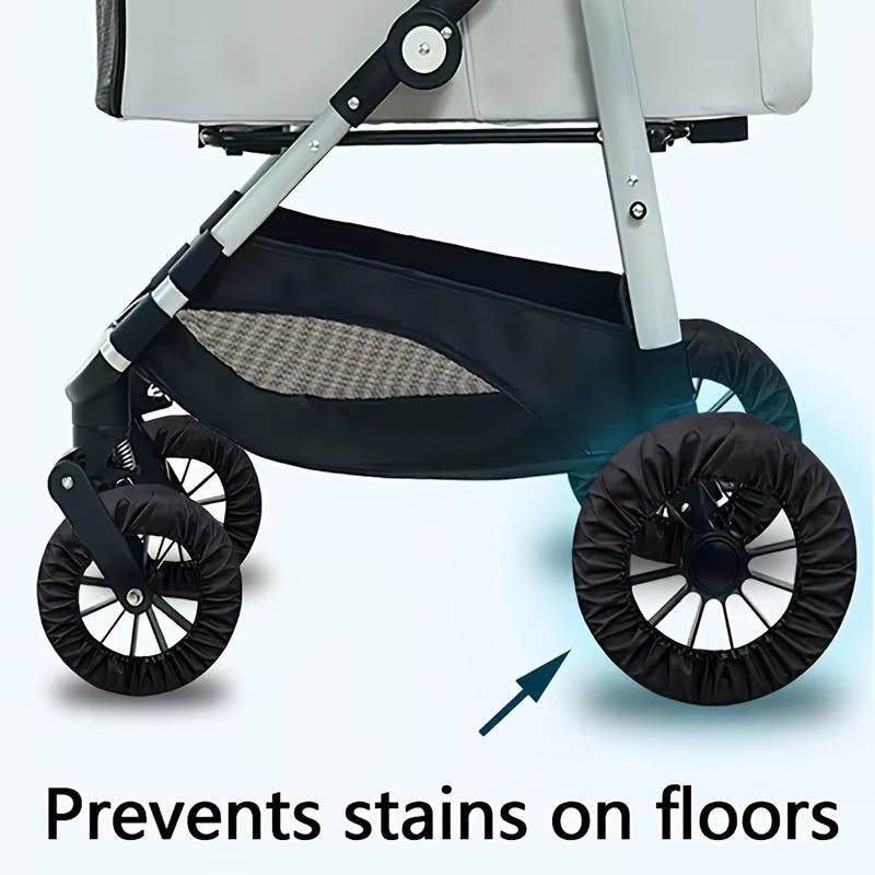 4er-Set Staubdichte Radabdeckungen für Baby-Kinderwagen und Rollstühle in Schwarz zum Schutz der Reifen - Bild 5