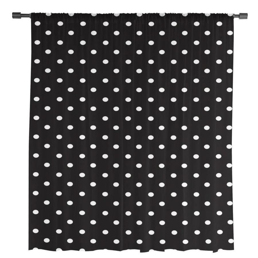Yiran Furniture Chiffon Vorhang mit Polka Dot Muster in Schwarz und Weiß, transparentes Voile mit Ösen, Breite: 135 cm, Höhe: 115 cm - Bild 1