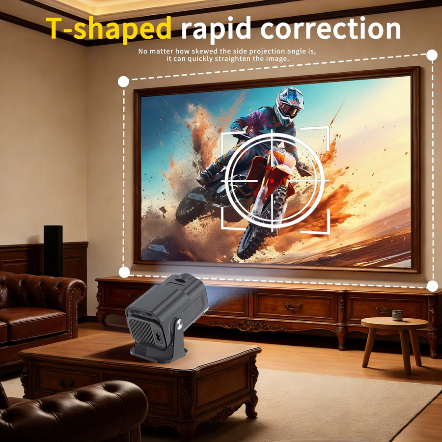 Sucetiho Projektor mit Android, 180 Grad drehbarer Standfuß, Wi-Fi 6 und Bluetooth 5.4, Native 720P Auflösung mit 4K Dekodierung und automatischer Trapezkorrektur - Bild 5