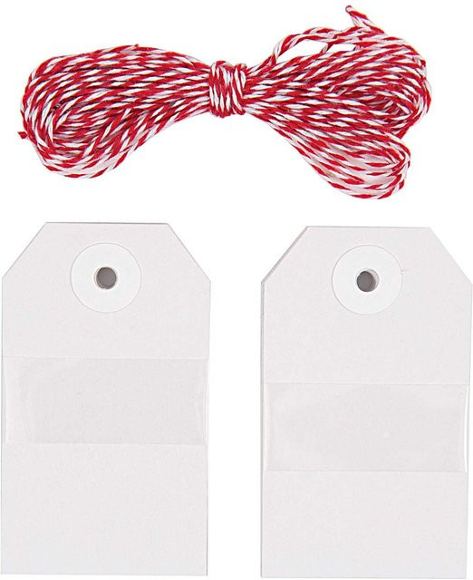 Rico Design Paper Poetry Geschenkanhänger eckig in Weiß mit Baumwollband, 20 Stück - Bild 1