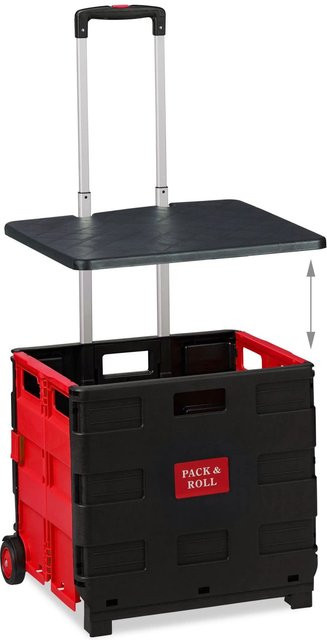 Relaxdays Einkaufstrolley aus Aluminium in Rot, klappbar, B/T/H: 99 x 45,5 x 37,5 cm - Bild 1