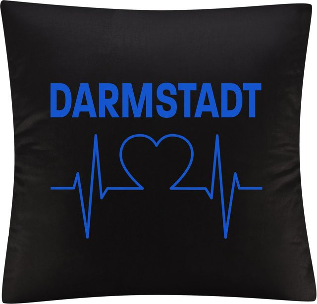 Kissenbezug multifanshop Darmstadt Herzschlag Druck Blau - Bild 1