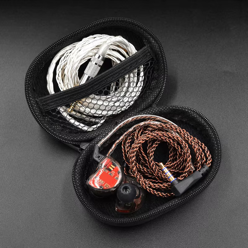 KZ Kopfhörer Tasche Oval aus PU Leder in Schwarz für KZ AS10 ZS10 ZST ES4 EDR1 ED9 - Bild 3