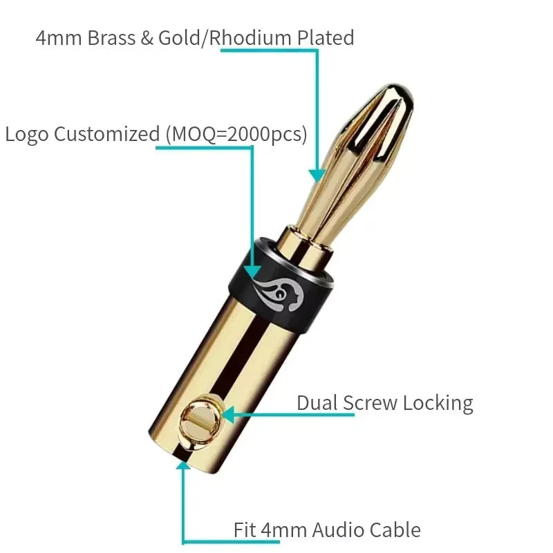 HEDANP Bananenstecker-Anschlüsse vergoldet und rhodiniert für Hifi-Lautsprecherkabel und Verstärker, 4 mm Audio-Terminal männlich, Multicolor - Bild 2