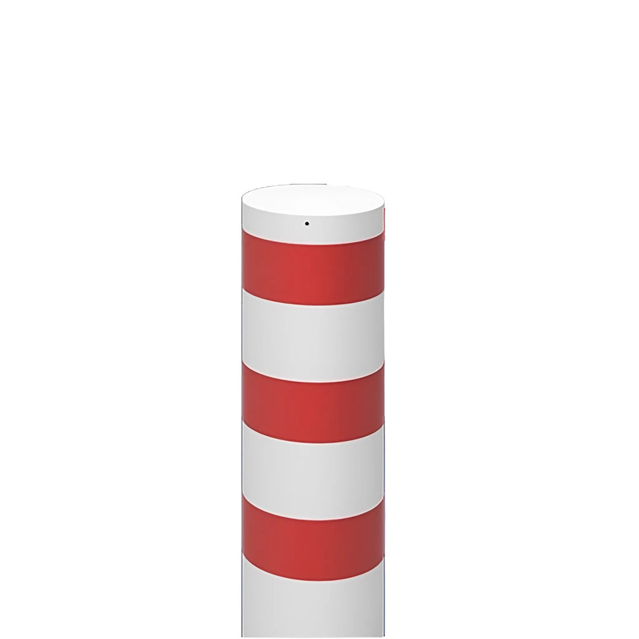 Schake Absperrpoller aus Stahl zum Einbetonieren in Weiß-Rot, Durchmesser: 32,3 cm, Höhe: 240 cm - Bild 2