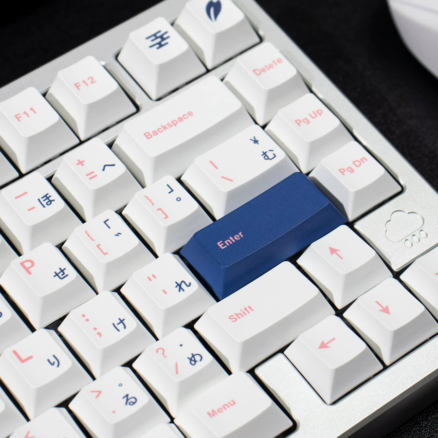 Venit Keys PBT-Tastenkappen im Cherry-Profil mit japanischem Design in Weiß und Blau für mechanische Tastaturen mit MX-Switches - Bild 2