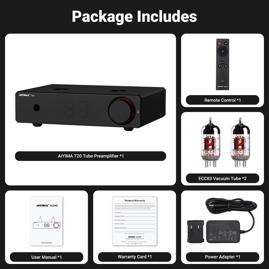 AIYIMA T20 Röhren-Vorverstärker in Schwarz mit DAC, XLR/RCA-Ausgang und 12V Trigger für dein HiFi-System - Bild 7