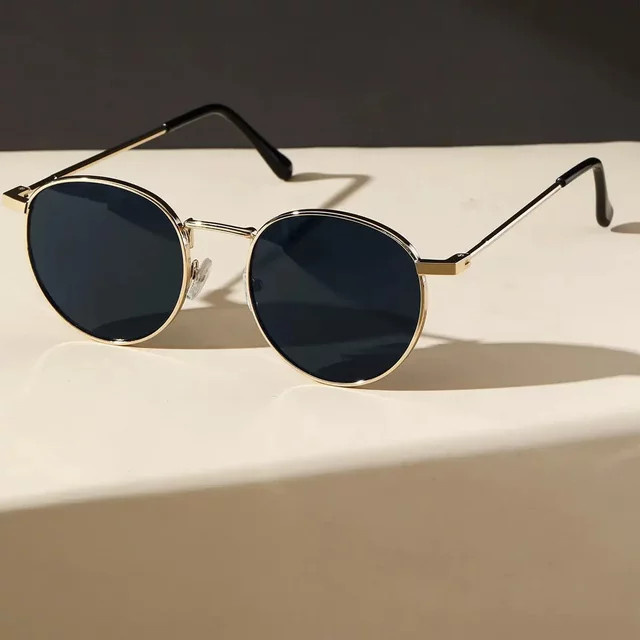 Unisex Klassische Vintage Runde Korrektionsbrille, Metall, Gold, Vollrand - Bild 1