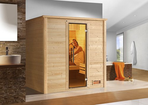 WEKA Massivholzsauna Bergen 1 mit Glastür in Beige, B/H/T: 198 x 203,5 x 148 cm - Bild 2