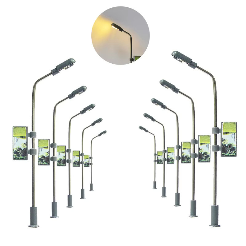 5er Set Miniatur Werbung Lichter, LED Straße Lampe, Modell Kit, Metall - Bild 1