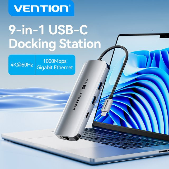 Vention USB-C-Hub mit HDMI 4K UHD, Ethernet/LAN und PD 100W USB-Splitter für MacBook Pro, iPad, iPhone und Laptop - Bild 1