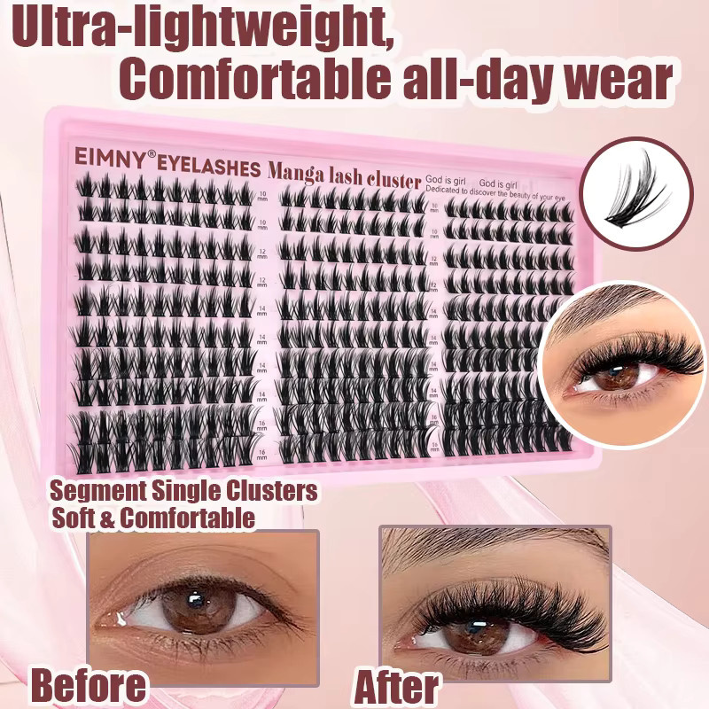 EIMNY Künstliche Wimpern Spiky Wheat Ear, 300 Stück, Natürlich - Bild 5