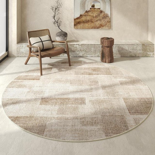 Runder Teppich Karpetti in Beige, modernes geometrisches Design, rutschfest und maschinengefertigt, Durchmesser: 120 cm - Bild 1