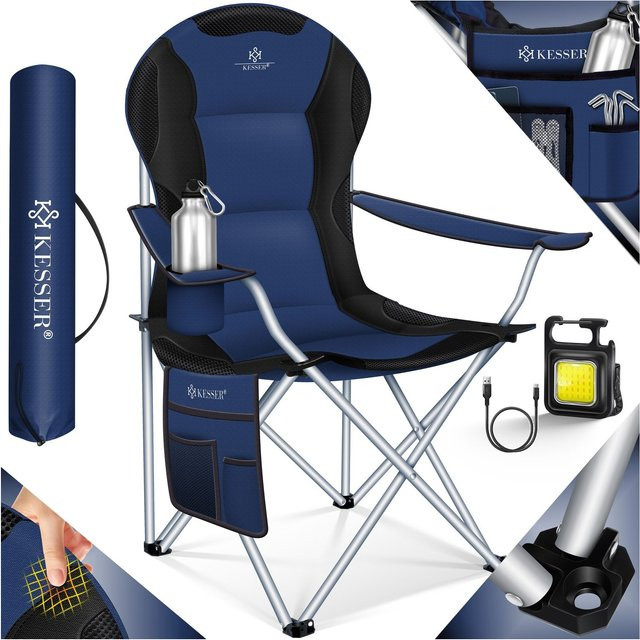 KESSER Campingstuhl faltbar mit hoher Rückenlehne, gepolsterter Klappstuhl mit Armlehnen, Getränkehalter und Tasche, belastbar bis 150 kg - Bild 1