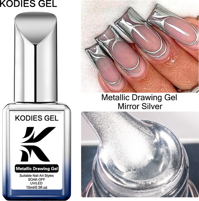 KODIES GEL Nagellack, Silber Metallic, Semi-Permanent UV-Gel - Bild 1