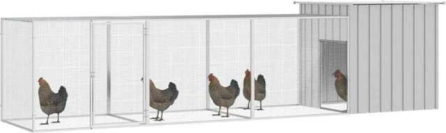 vidaXL Hühnerkäfig aus verzinktem Stahl, Grau, B/T/H: 400 x 91 x 100 cm - Bild 1
