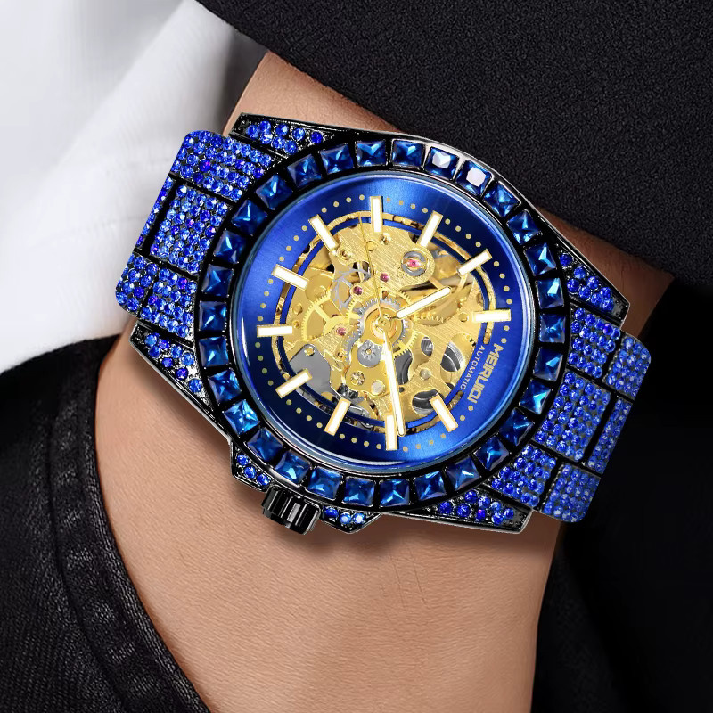 MEIRUIQI Armbanduhr, Automatik, Blau, Rund, Edelstahl, Herren - Bild 6