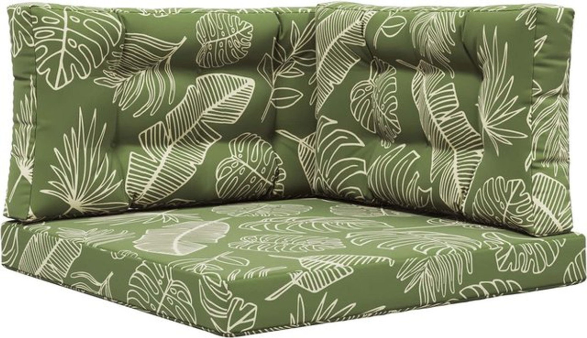 vidaXL Sofakissen für draußen mit Blattdesign aus Polyester, 3er-Set - Bild 1