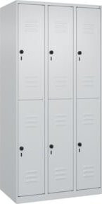 C+P Doppelstock-Spind Classic PLUS mit 3 Abteilen, Grau, H x B x T: 185 x 90 x 50 cm - Bild 1