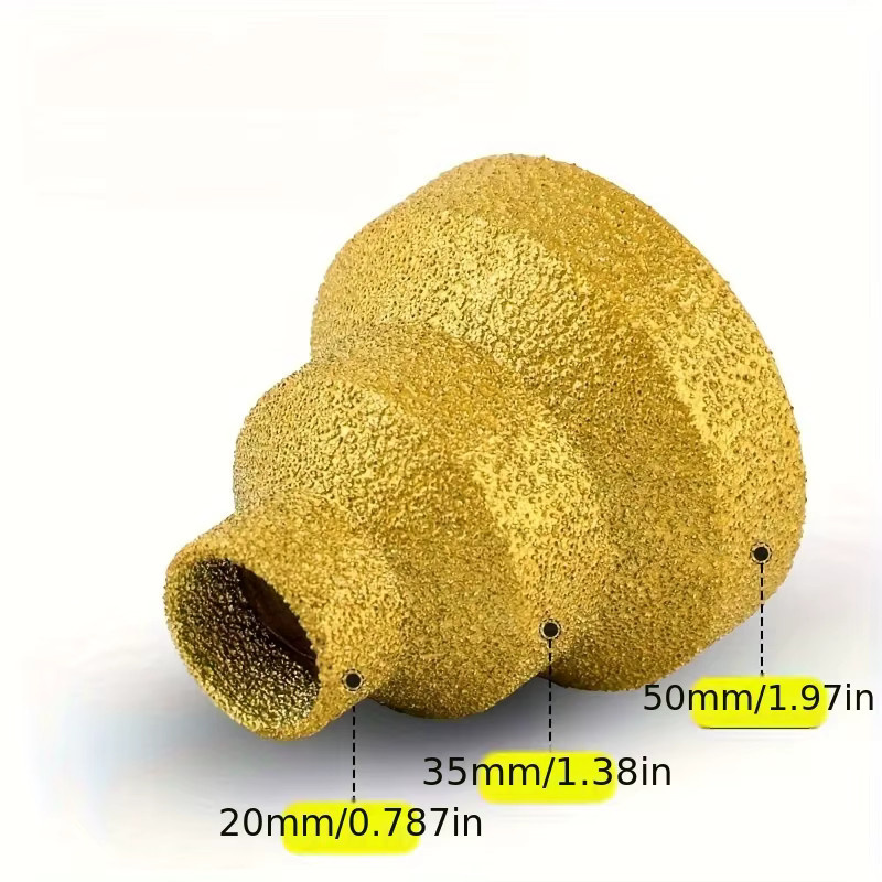 WIDEEP Diamant-Lötkegel-Reibahlen-Bohrer-Set in Gold mit M10-Gewinde zum Bohren und Trimmen von Ziegeln und Marmor - Bild 2