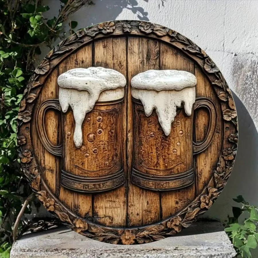 CIFBUY Metall-Bier-Wandposter Rund in Braun im Vintage-Stil für Bar und Kneipe - Bild 2