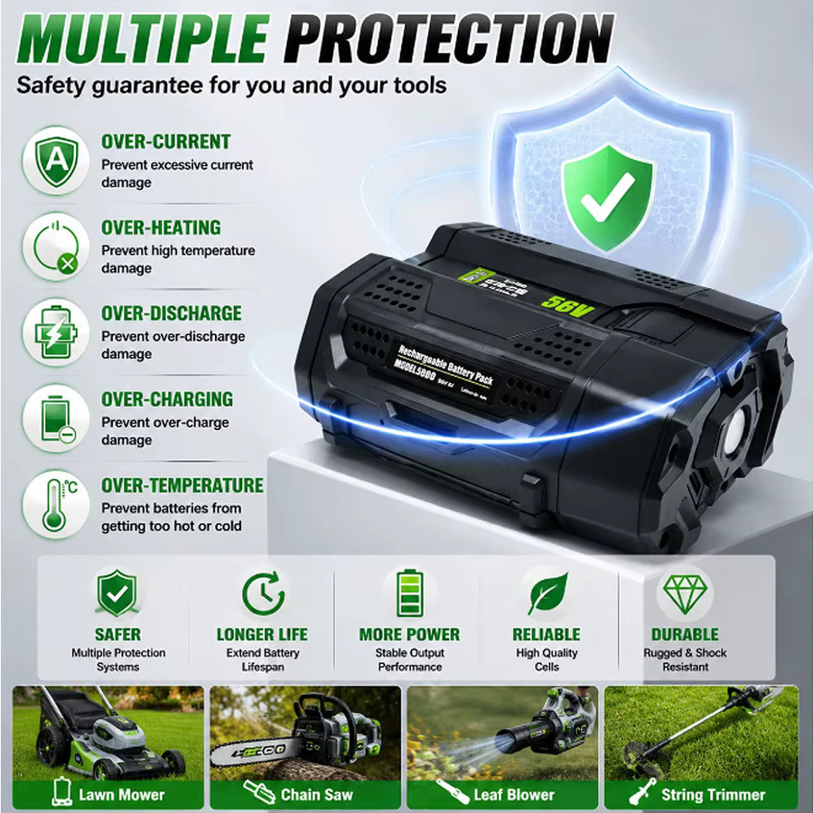 EGO Ersatz-Lithium-Akku 56V 8,0Ah in Schwarz für EGO Elektrowerkzeuge passend für BA2800, BA2800T, BA4200, BA4200T, BA1400 und BA5600T - Bild 7