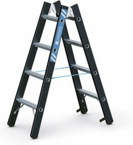 ZARGES Megastep B - LM-Stehleiter SL mit 2 x 4 Sprossen in Anthrazit und Schwarz aus Aluminium