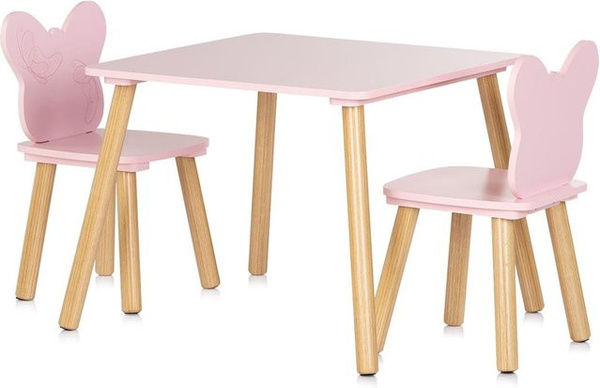 Chipolino Kinder Tischset aus Holz, 3-teilige Kindersitzgruppe mit Tisch und 2 Stühlen, Rosa