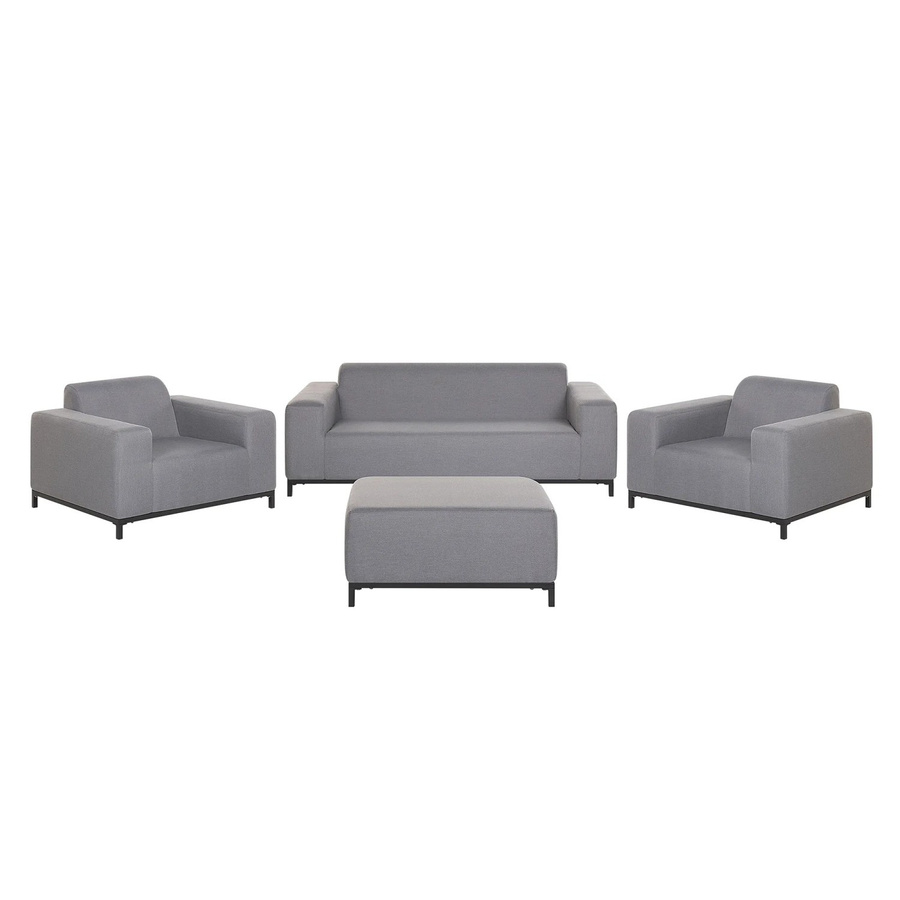 Beliani Lounge Set ROVIGO in Grau und Schwarz mit Polsterung und Ottoman, H x B x T: 68 x 186 x 84 cm - Bild 2