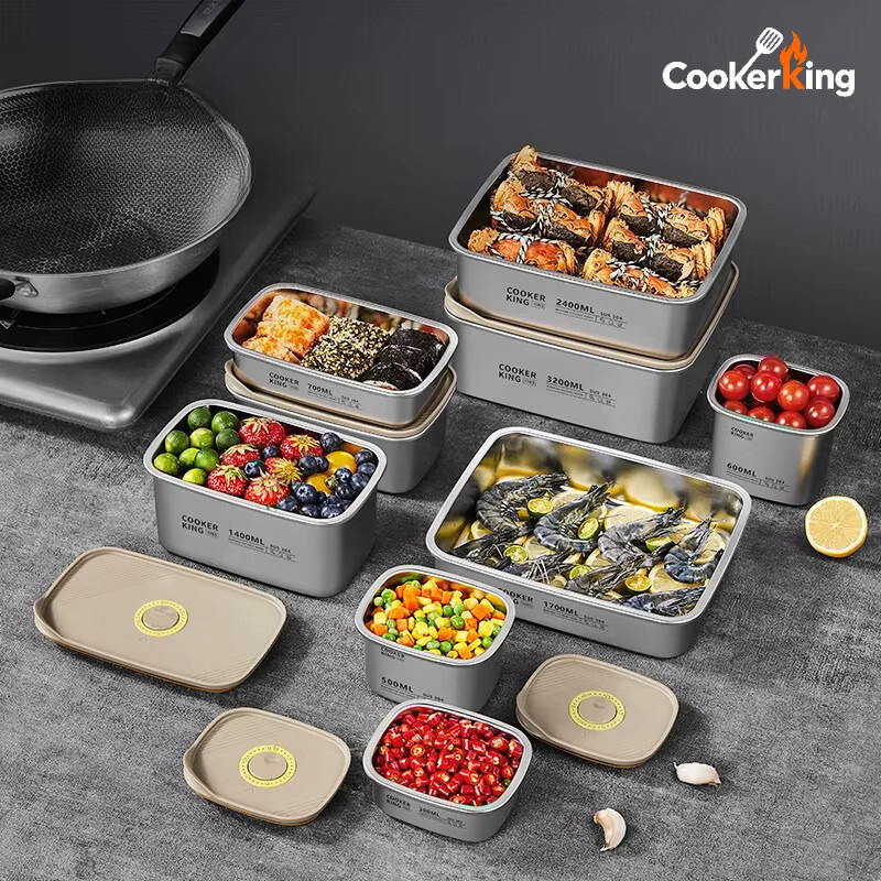 COOKER KING Vakuum-Konservierungsbox aus Edelstahl und PP in Silber, 300-5500 ml - Bild 1
