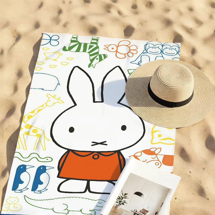 Miffy Schnelltrocknendes Strandtuch mit Cartoon-Design für Schwimmbad, Camping, Yoga und Fitnessstudio - Bild 4